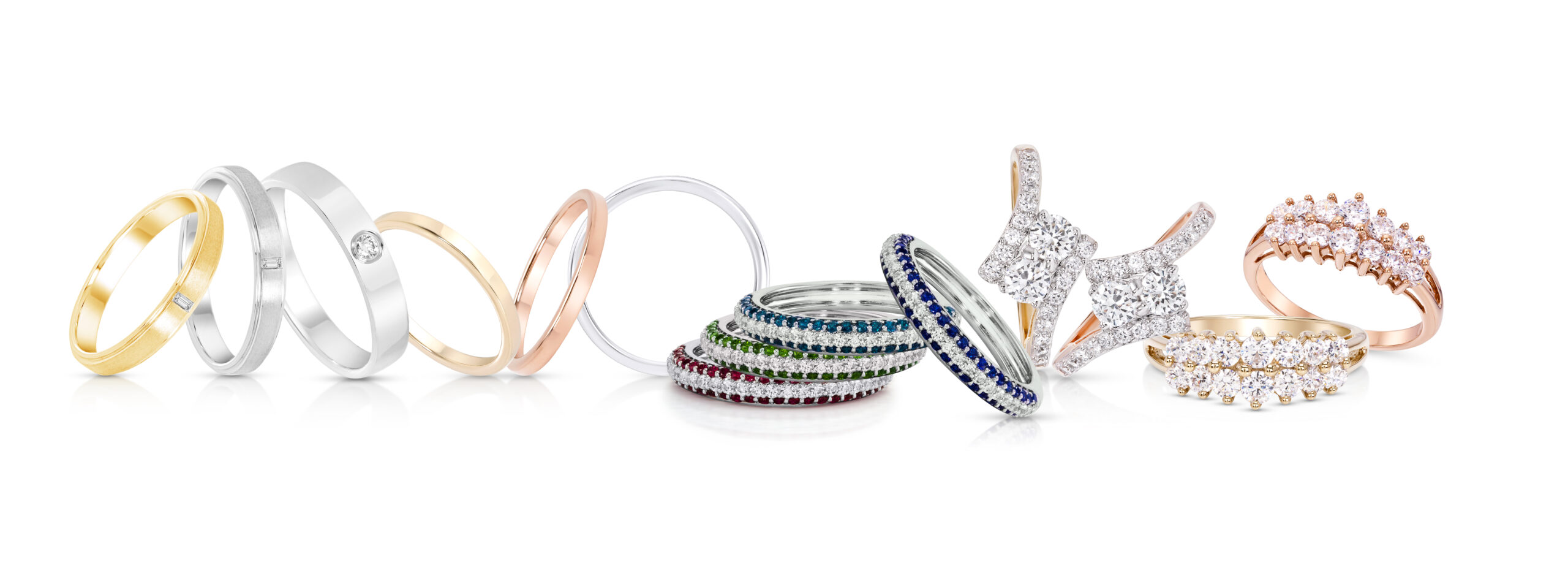 Group,Of,Color,Gemstone,Rings,And,Diamond,Ring,Jewelry,With