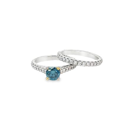 18K Engagement Ring Set with 1.05CT Blue