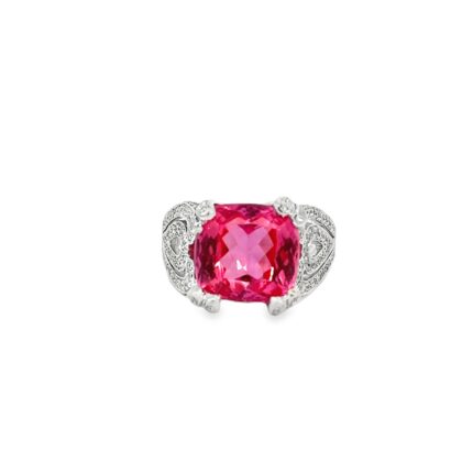 Reddish Purple 6.26CT Tourmaline Cocktail Ring in White Gold